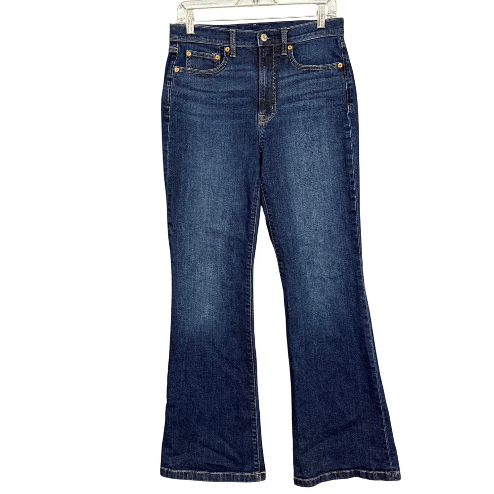 Gap Jeans Womens 8S 29 Short Blue Dark Indigo Wash Flare High Rise Stretch Boho